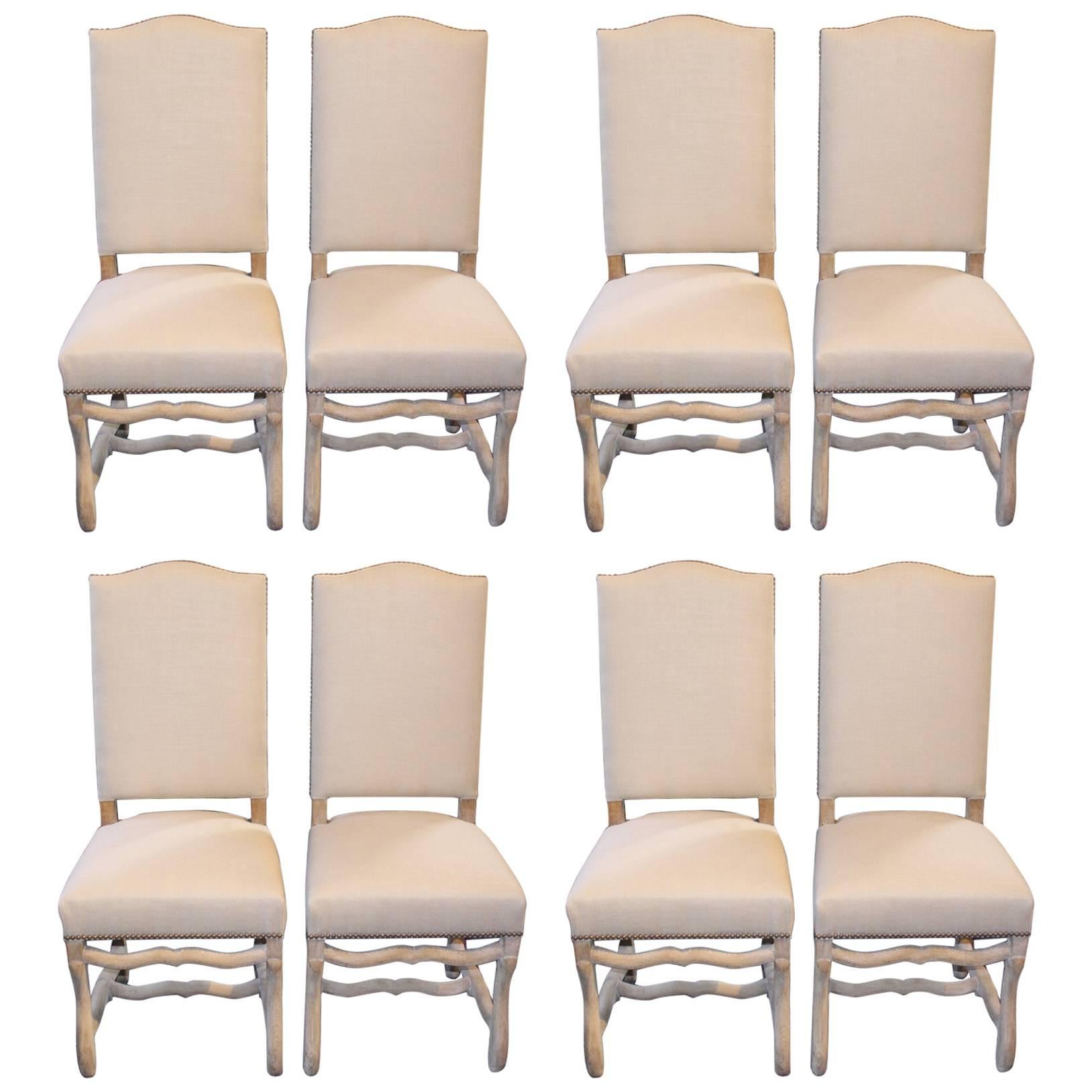 Set of Eight Os De Mouton Early 20th Century French Dining Chairs