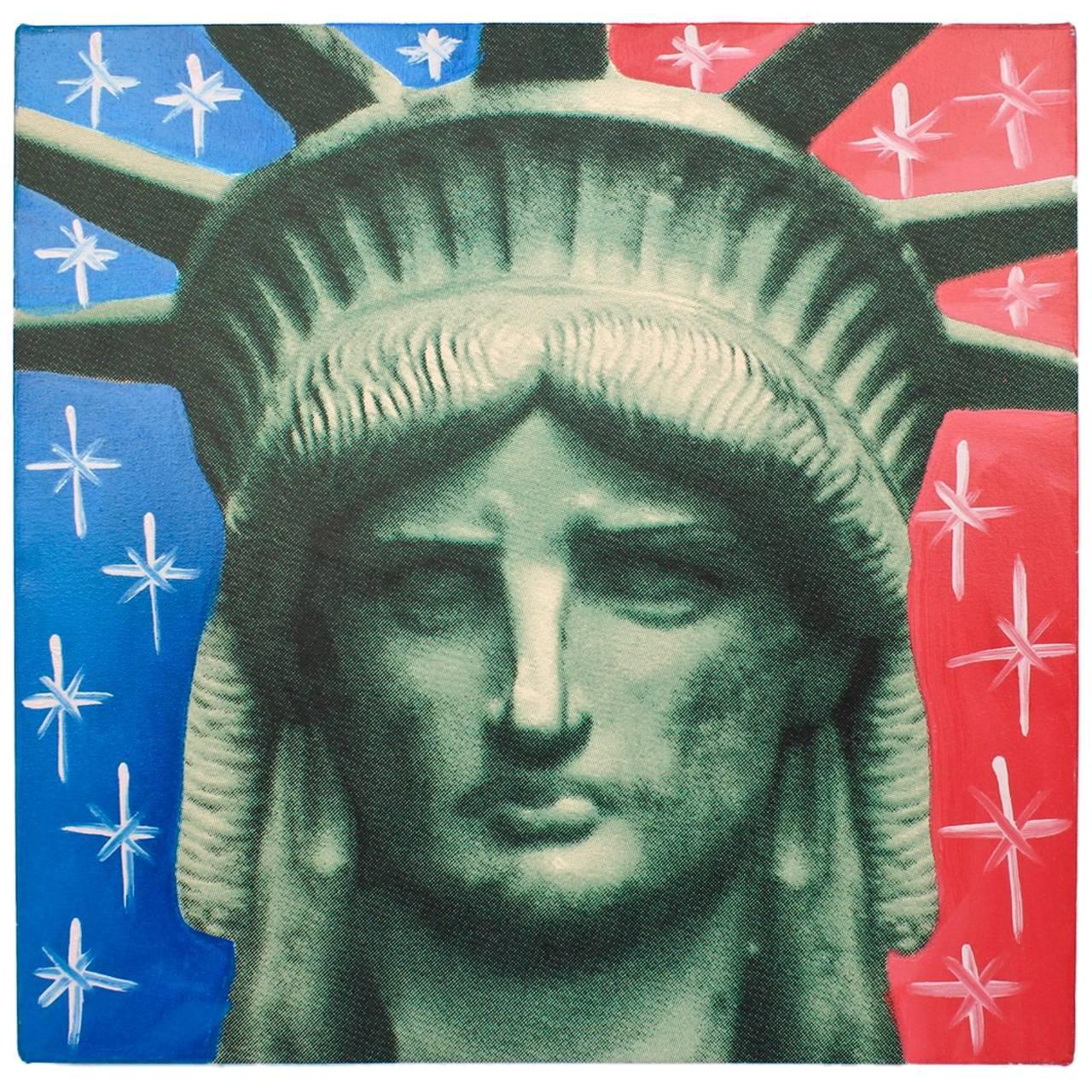 Liberty Head, an Artist's Proof Screenprint on Canvas by Sak Steve Kaufman For Sale