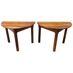 Pair of 18th Century French Provincial Fruitwood Demilune Tables