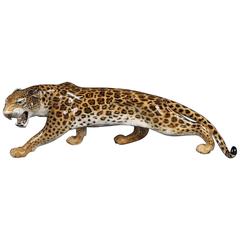 Mid-20th Century Porcelain Leopard Sculpture by the Hutschenreuther Company