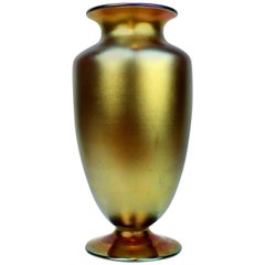 Large Art Nouveau Gold Aurene Steuben Art Glass Vase, Early 20th Century