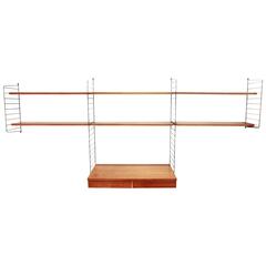 Swedish Midcentury Wall Unit with Desk by Nisse Strinning for String Design Teak