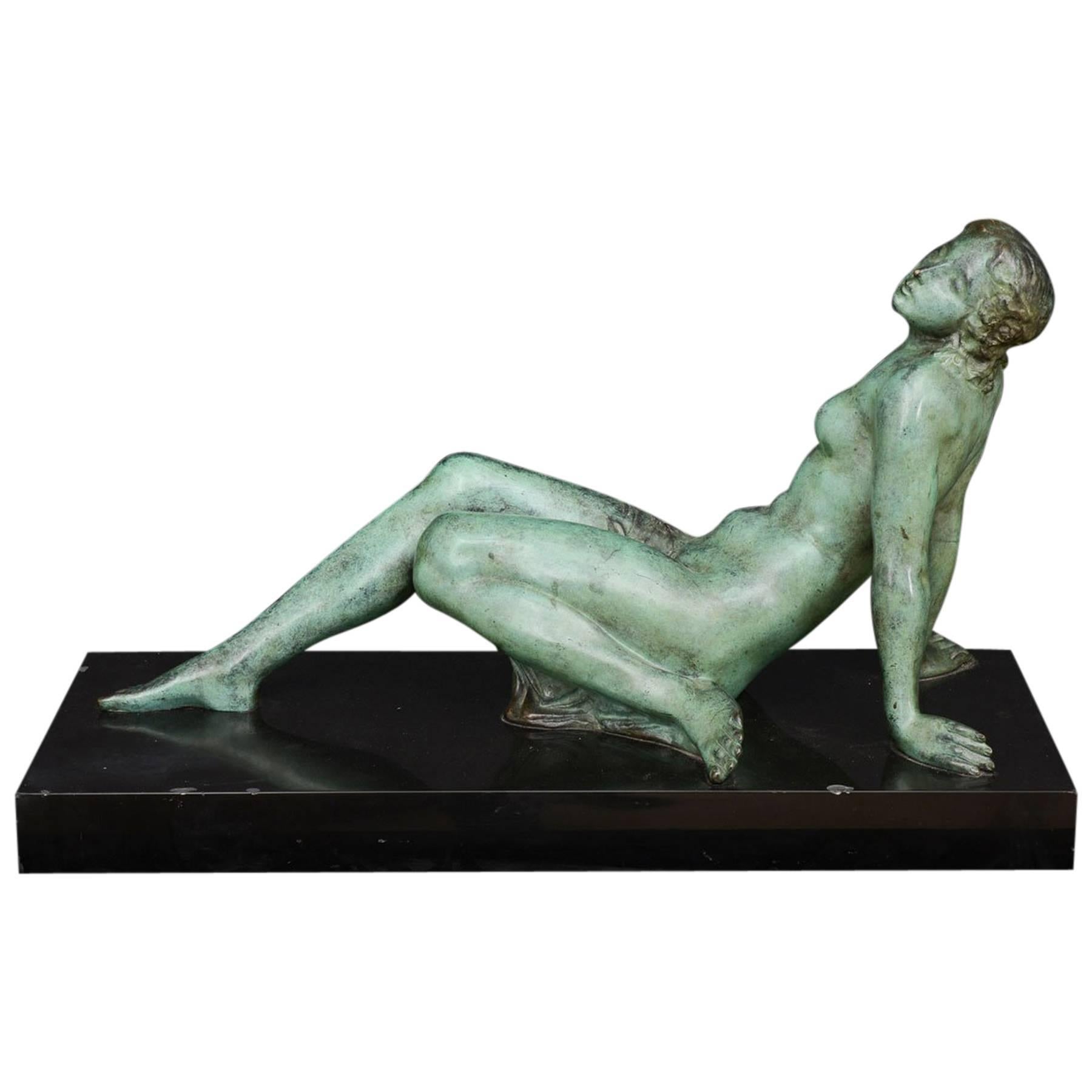 Jaume Martrus I Riera "Reclining Female Nude" Bronze Sculpture For Sale