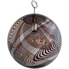 Hugh Murano Chocolate Swirl Glass and Chrome Globe Pendant Chandelier Italy 1960 8
