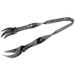 American Modern Handmade Sterling Silver Ice Tongs 6