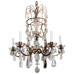 Wonderful French Bronze Baguès Gilt Pagoda Form Rock Crystal Chandelier Fixture