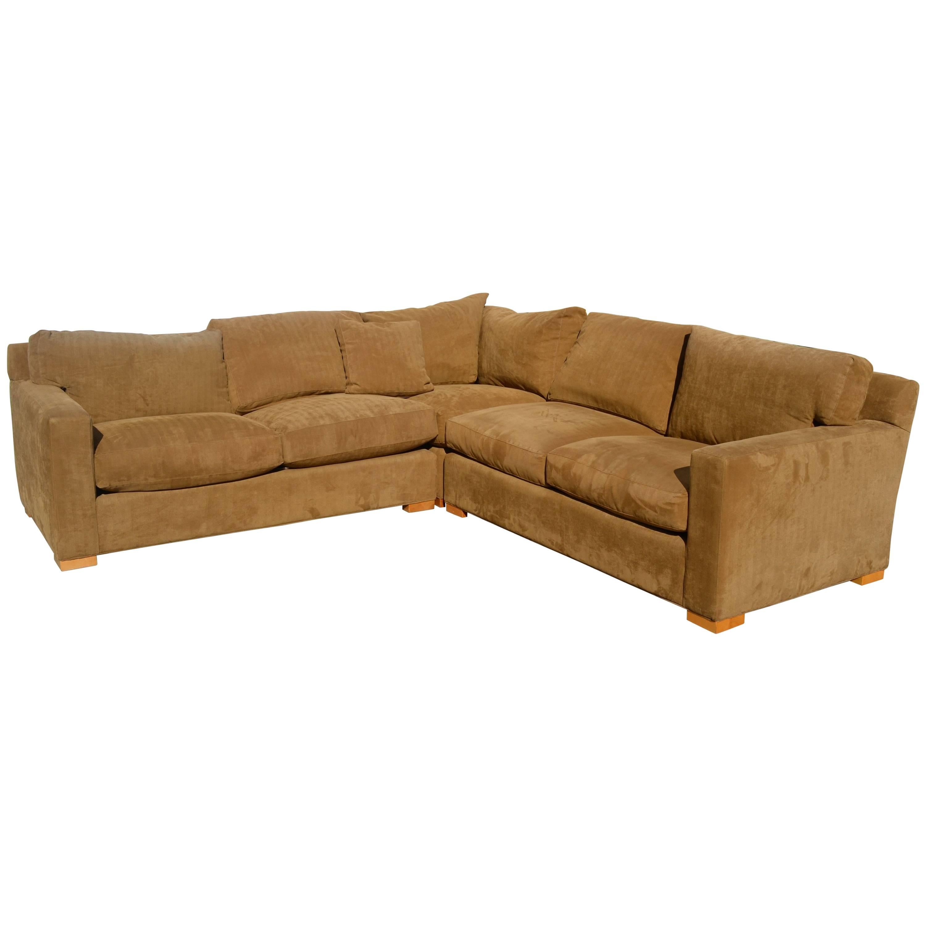 Nutmeg Suede Sectional For Sale