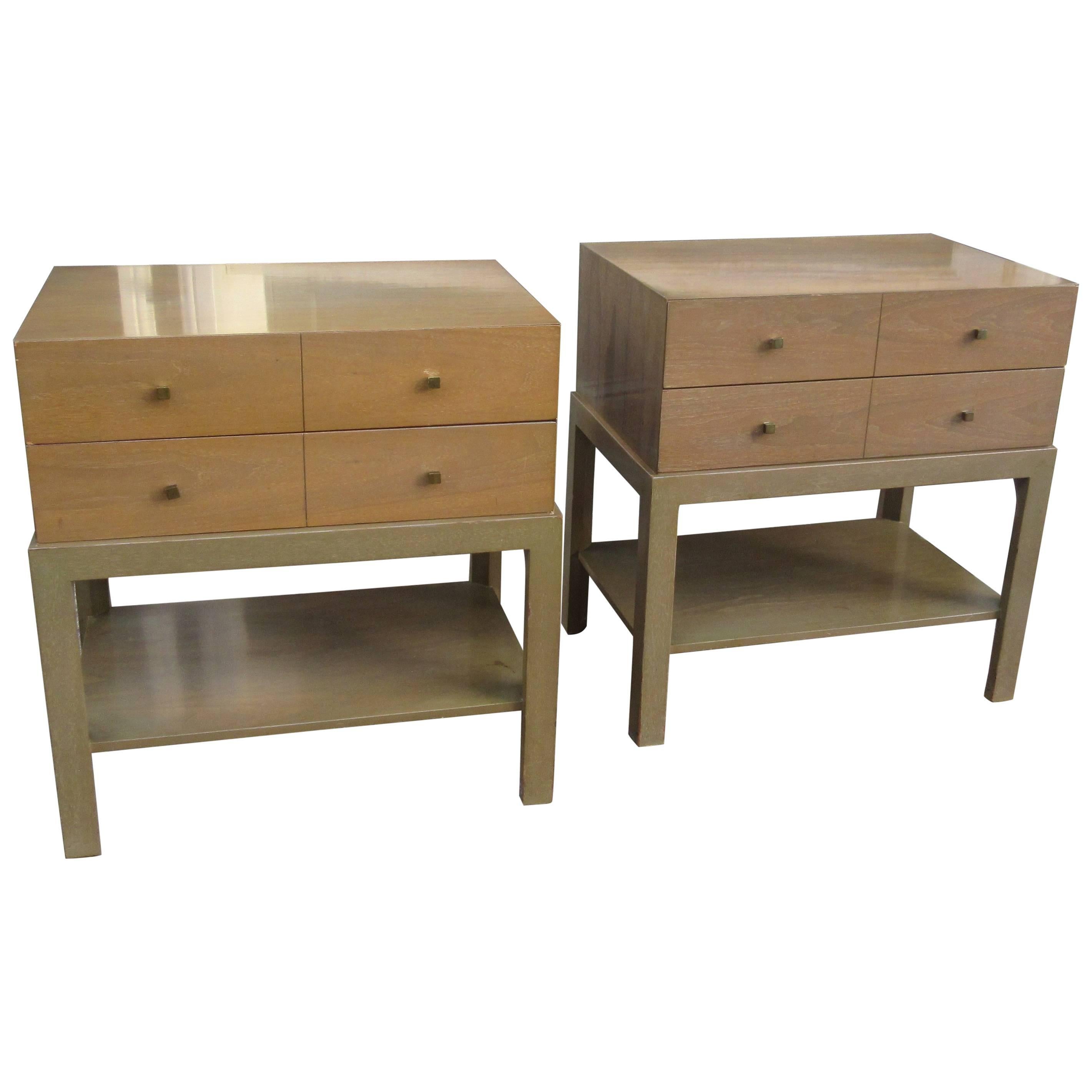 Mid-Century Nightstands in Bleached Walnut by Albert of Indiana