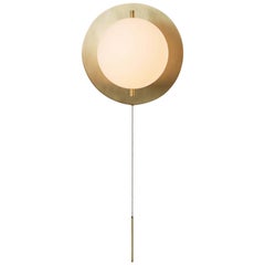 Workstead Signal Sconce in Brass with Blown Glass Globe and Brass Pull Chain