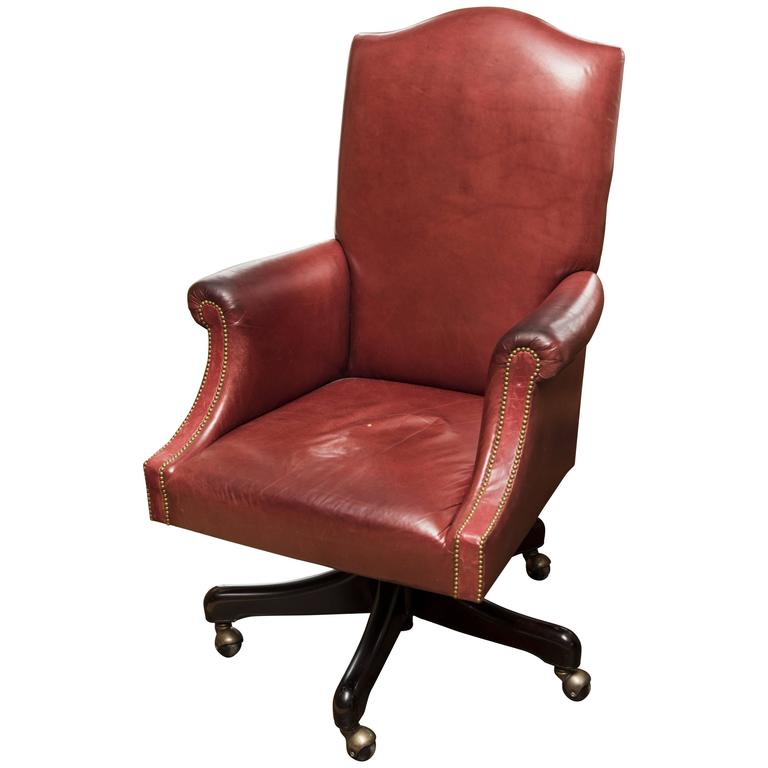 Vintage Ruby Leather Desk Chair For At 1stdibs Vintage Ruby Leather Desk Chair For
