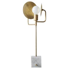 Workstead Orbit Table Lamp Two with Stone Base and Convex Reflectors 1