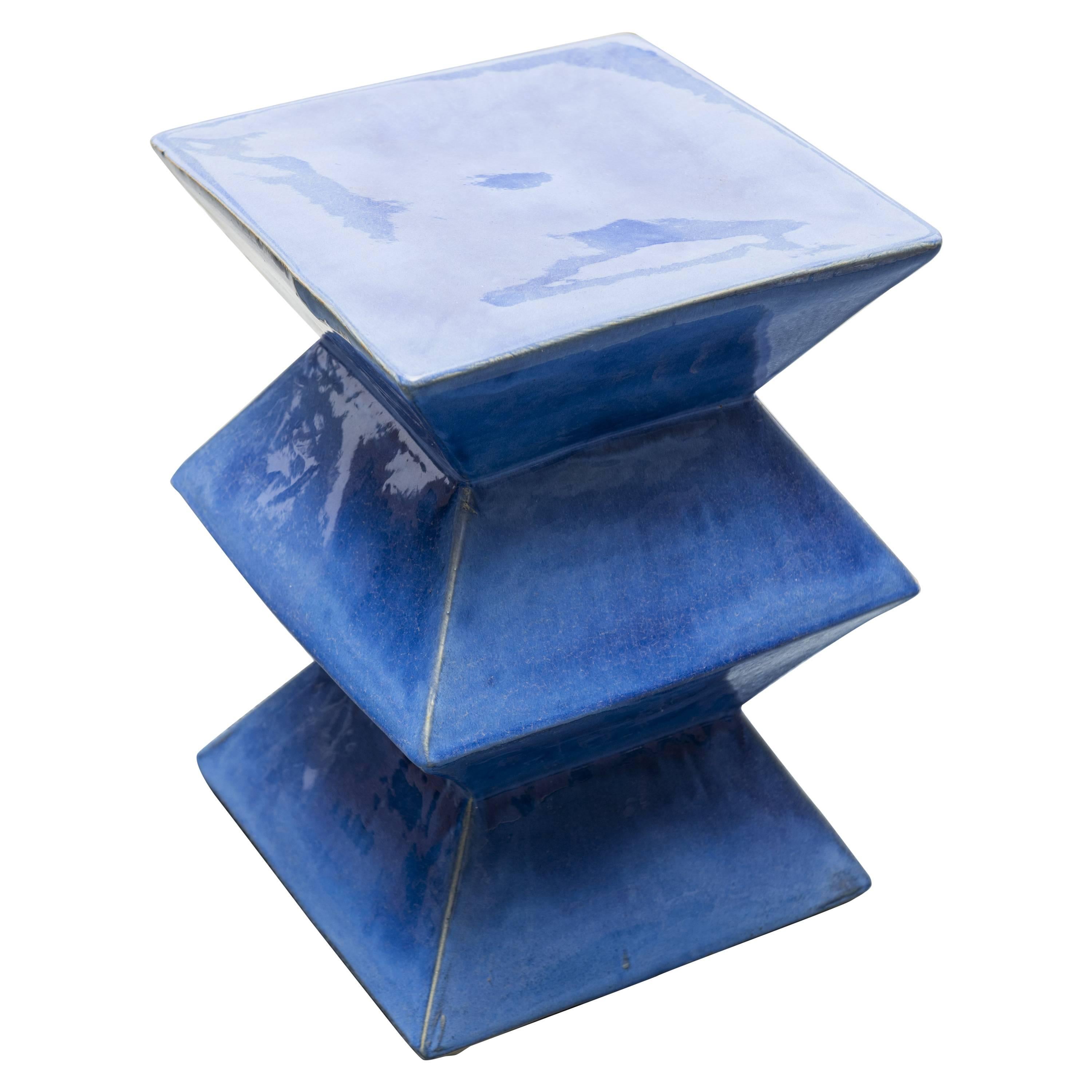 Cobalt Ceramic Garden Seat For Sale