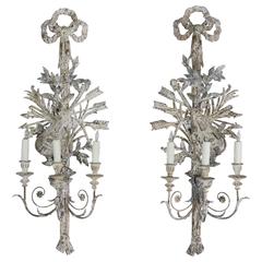 Pair of Three-Light Italian Painted Sconces