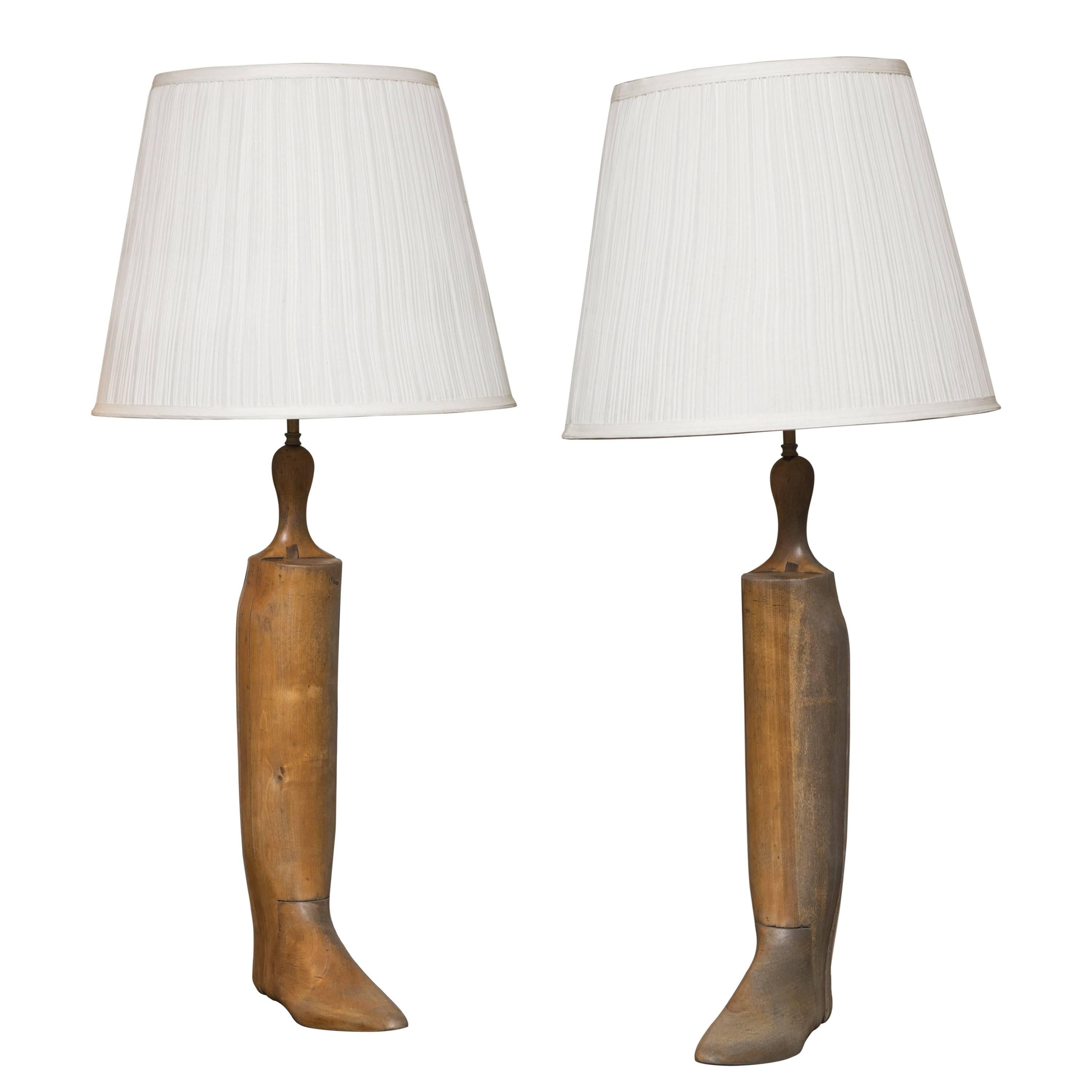 Pair of Riding Boot Lamps For Sale