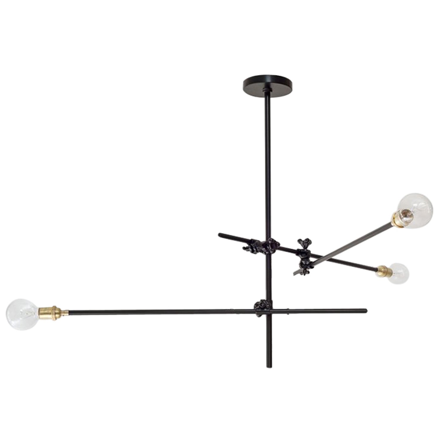 Workstead Industrial Chandelier With Three Arms And Adjustable Cast Iron Clamps