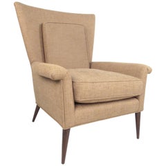 Vintage Tweed Mid-Century Wingback Lounge Chair