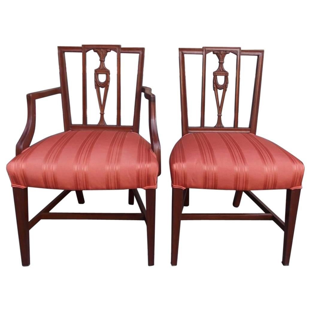 American Charleston Mahogany Upholstered Arm & Side Chair, Circa 1790