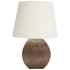 Hieroglyphic Bronzed Glazed Ceramic Table Lamp