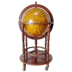 Vintage Italian Wooden Globe Bar Cart