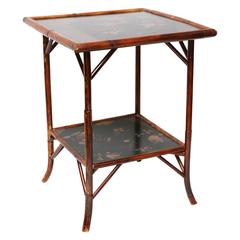 Fine English Bamboo Two Tier Side Lacquer Table 11