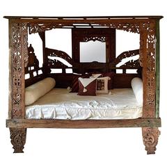 Antique Classic Indonesian Teak Bed