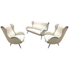 In the Style of Senior Chair by Marco Zanuso Set of One Couch and Two Chairs