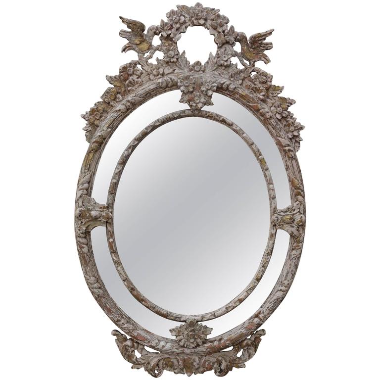 French Louis XV Style Rococo Oval Mirror For Sale at 1stdibs