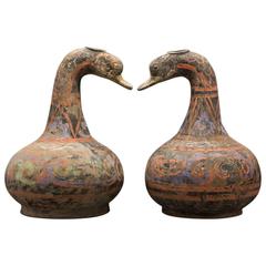 Pair of Han Dynasty Duck Vessels