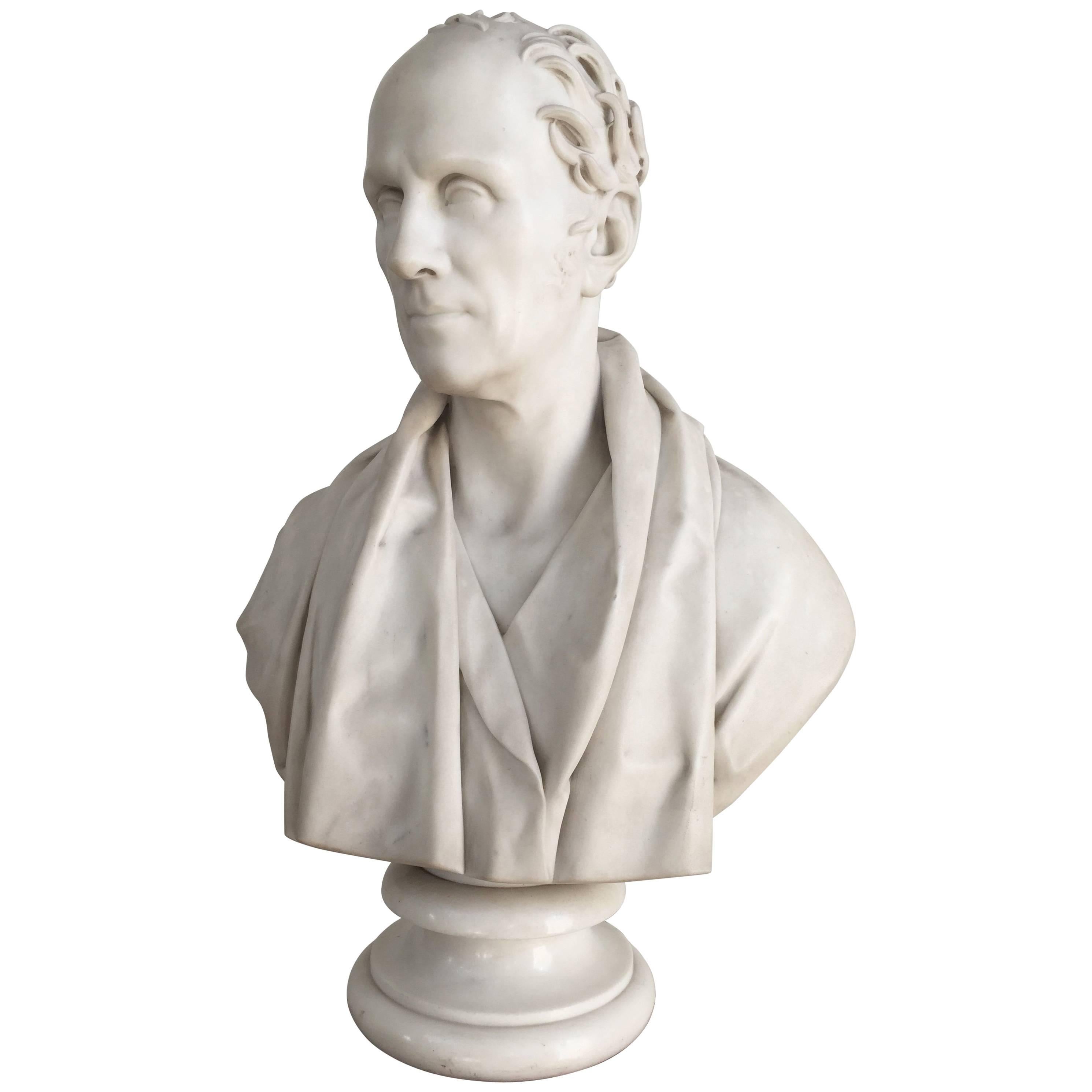 1841, Portrait Bust of James Dunlop, Glaswegian Tobacco Millionaire by Chantrey For Sale