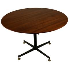 Table Adjustable Height Rosewood Veneer Metal Brass Vintage, Italy, 1950s-1960s