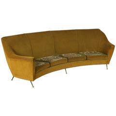 Sofa Foam Velvet Brass Vintage Manufactured in Italy, 1950s-1960s