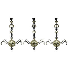 Vintage Spital & Clarke, Birmingham 3 Enormous Arts & Crafts Blacksmith Made Chandeliers