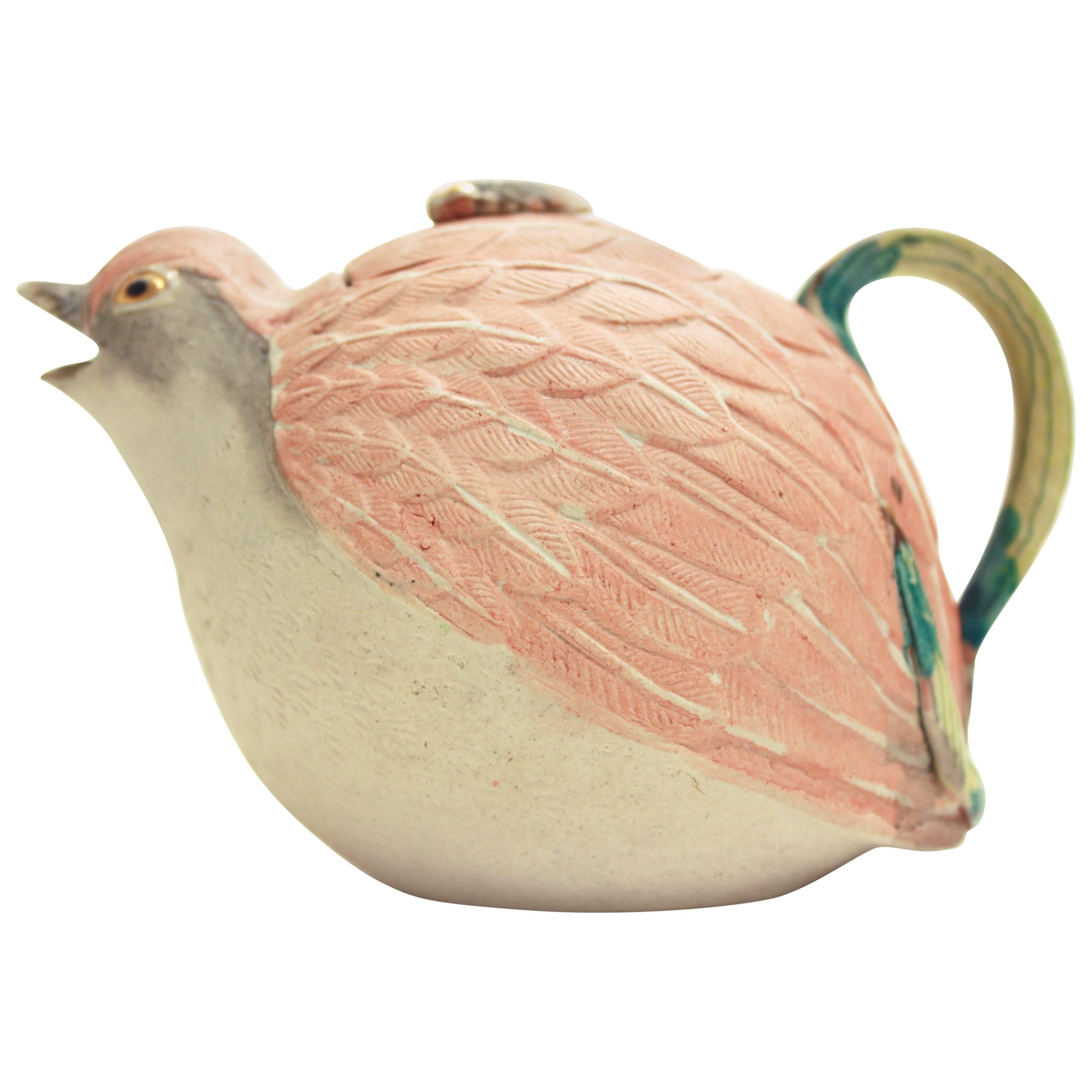 Japanese Meiji Earthenware Banko Quail Teapot, 20th Century Ceramics