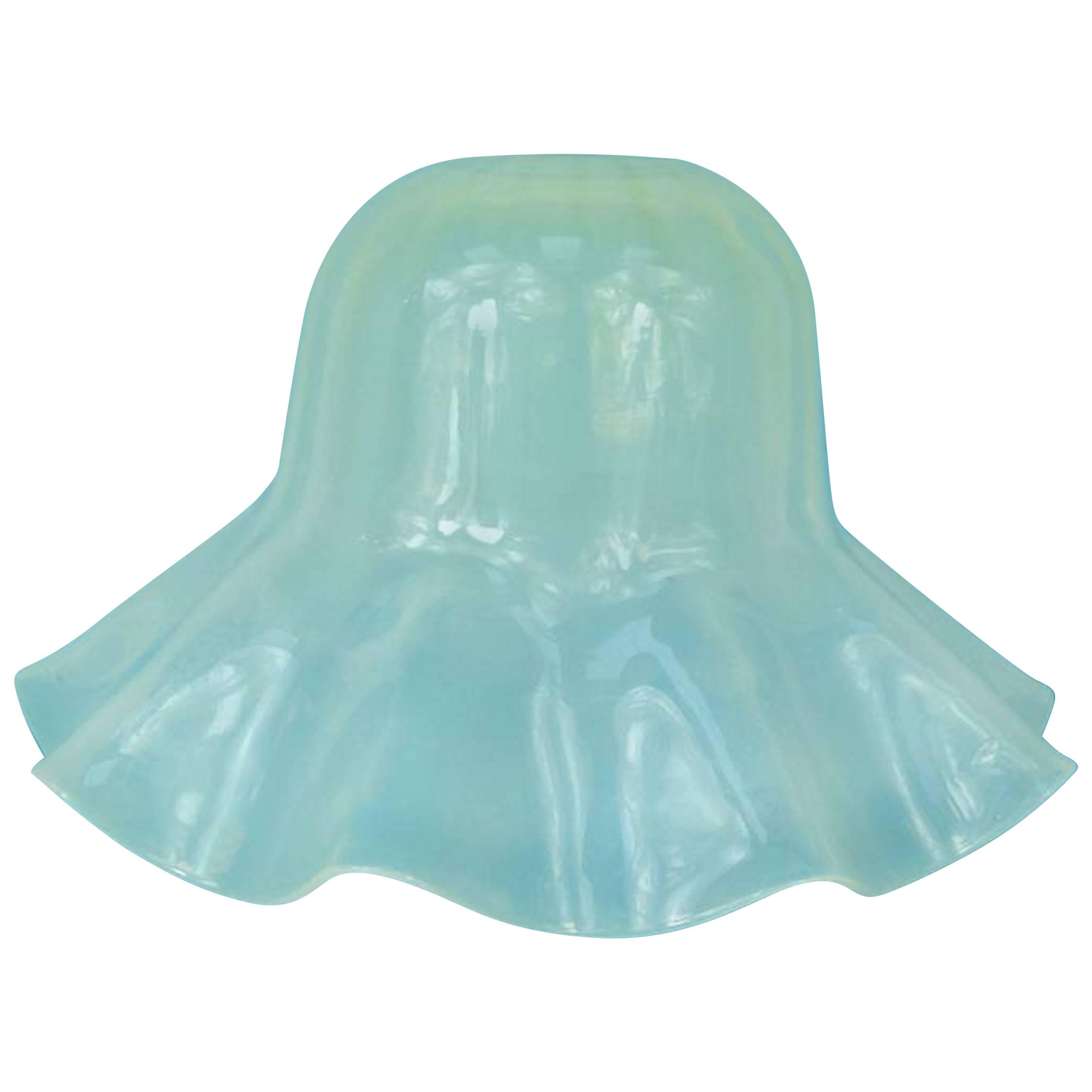 Very Simple, Decorative Glass Vaseline Shade, with Defined Rippled Edges For Sale
