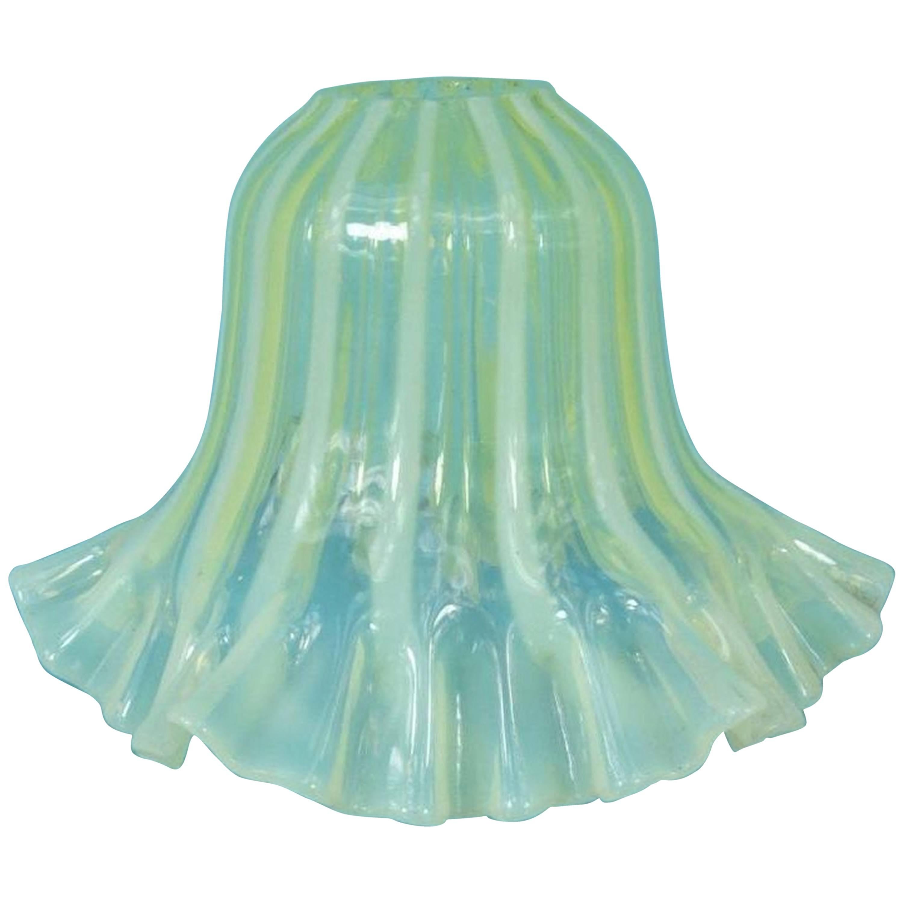 Heavily Pleated Vaseline Shade, Consisting of Alternating Shades of Stripes For Sale