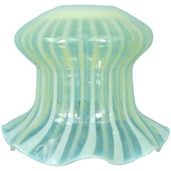 Vintage Rare Jellyfish Shaped Vaseline Shade with Vertical Stripes