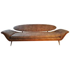 Sculptural Modernist Gondola Sofa, Unusual Surfboard Floating Back 1