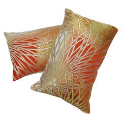 Pair of Pillows Made from Vintage Japanese Obi Silk