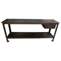 20th Century Industrial Metal Console Table