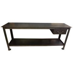 20th Century Industrial Metal Console Table 4