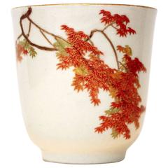 19th Century Japanese Teacup, Satsuma Ceramics by Yabu Meizan Gilded Red Maple 9