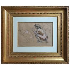 Antique Study for Psyche Decouvrant L’Amour, Signed and Dated Maurice Denis, 1908