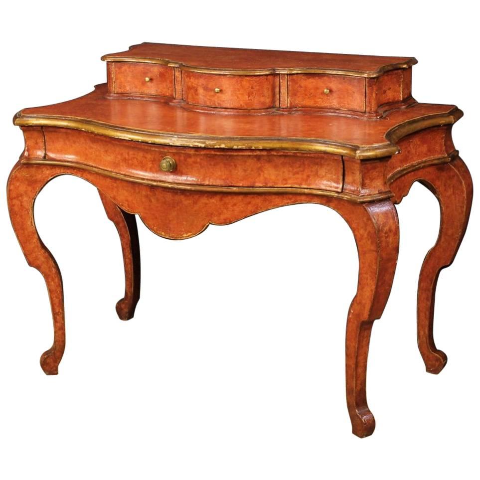 20th Century Spanish Lacquered and Gilded Writing Desk