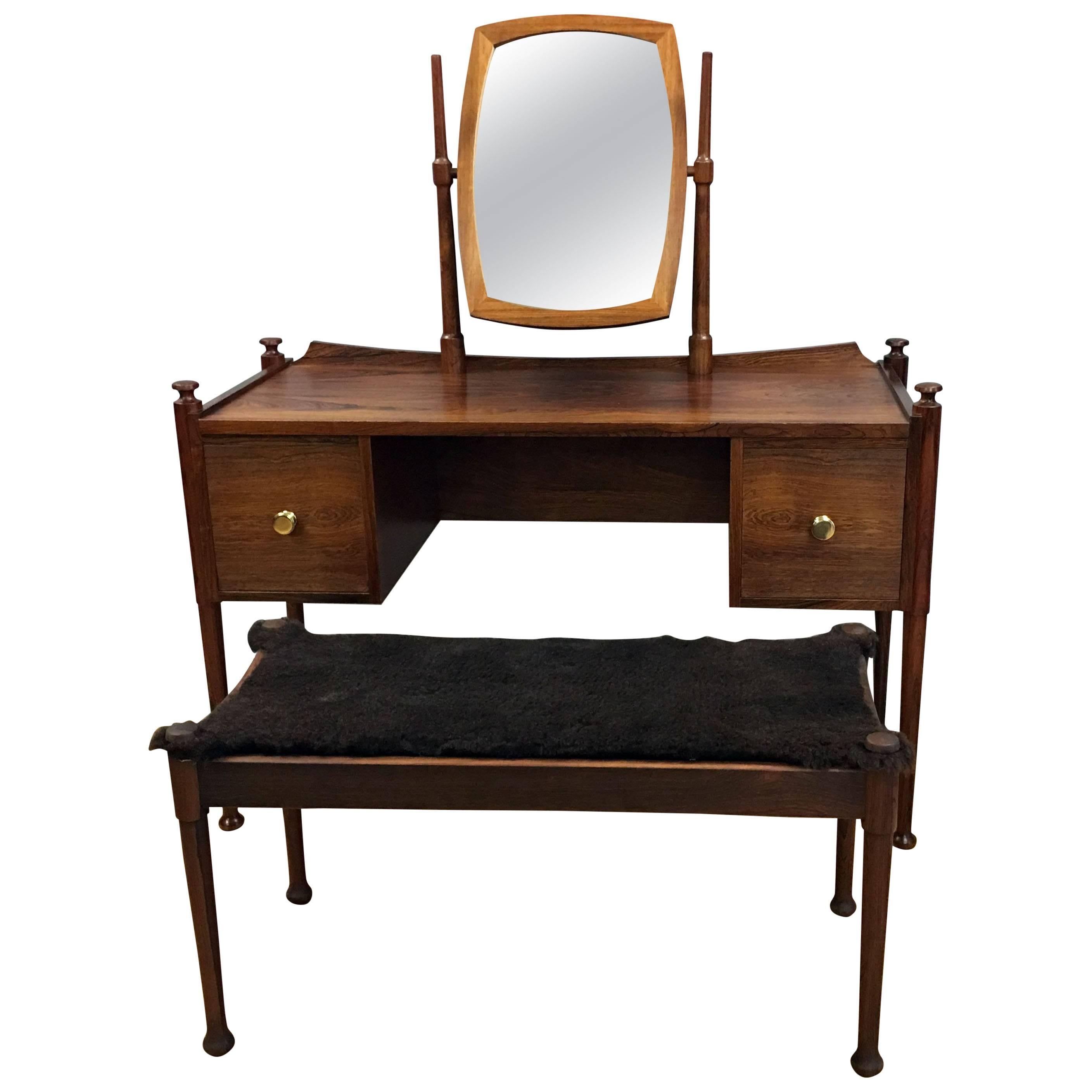 Danish Rosewood Dressing Table and Stool