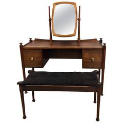 Vintage Danish Rosewood Dressing Table and Stool