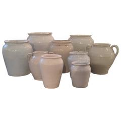 Set of Nine Antique Glazed Pots, 19th Century