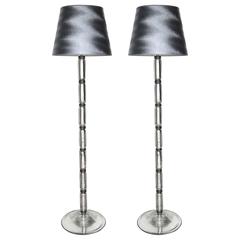 Pair of Tall Murano Glass Floor Lamps