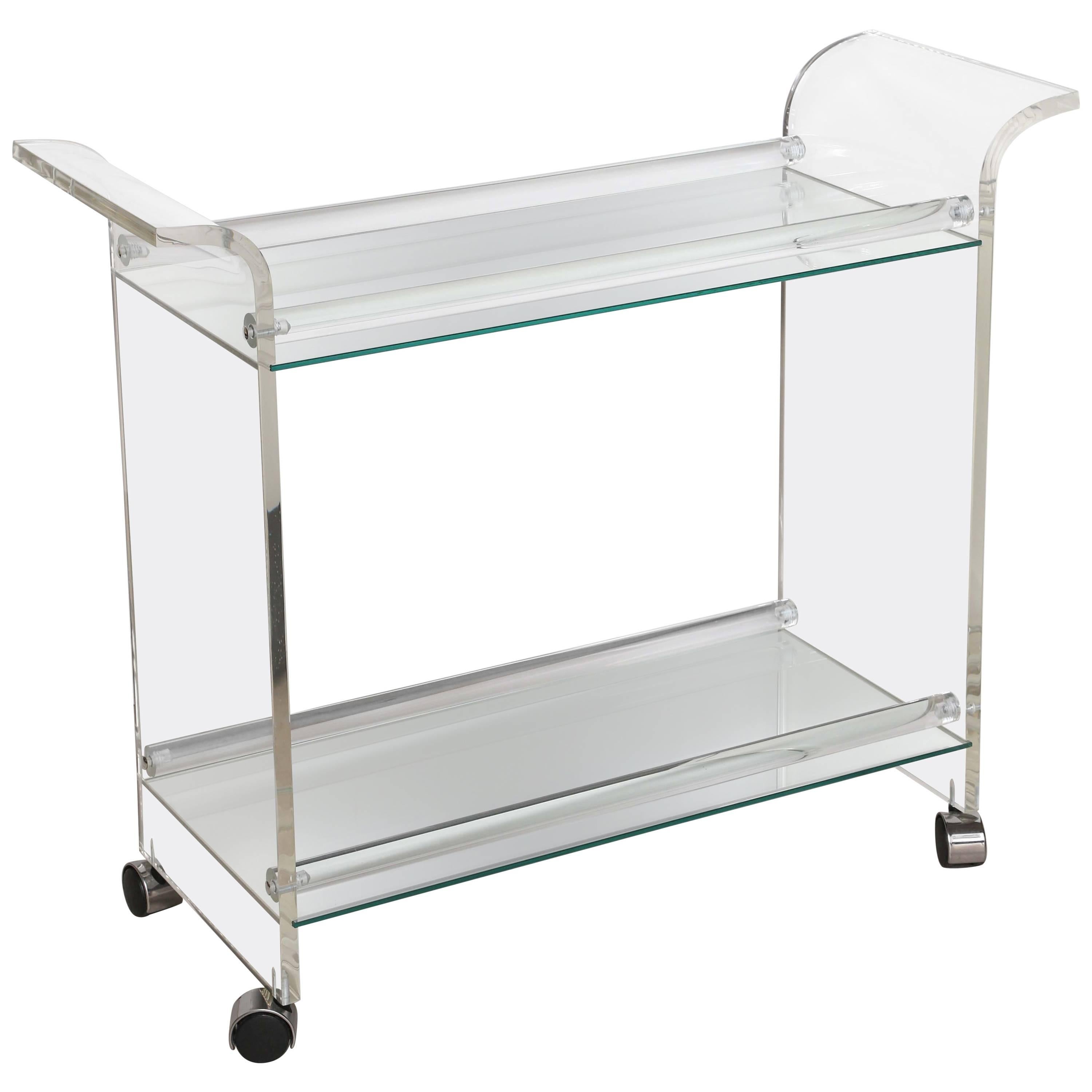Vintage Lucite and Mirror Bar Cart