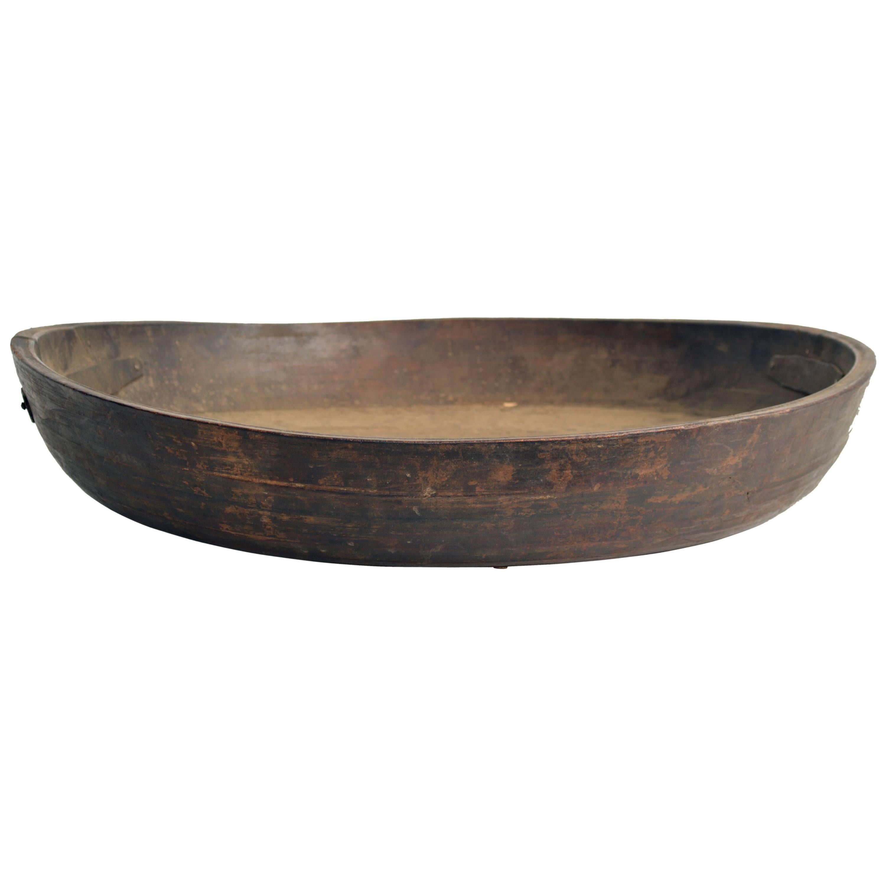 Large Carved Wood Bowl From Iran