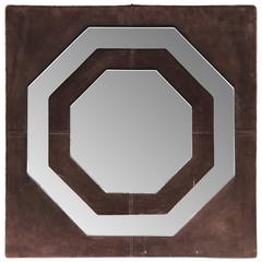 Mid-Century Modern Suede Mirror by Schlesinger Brothers 7
